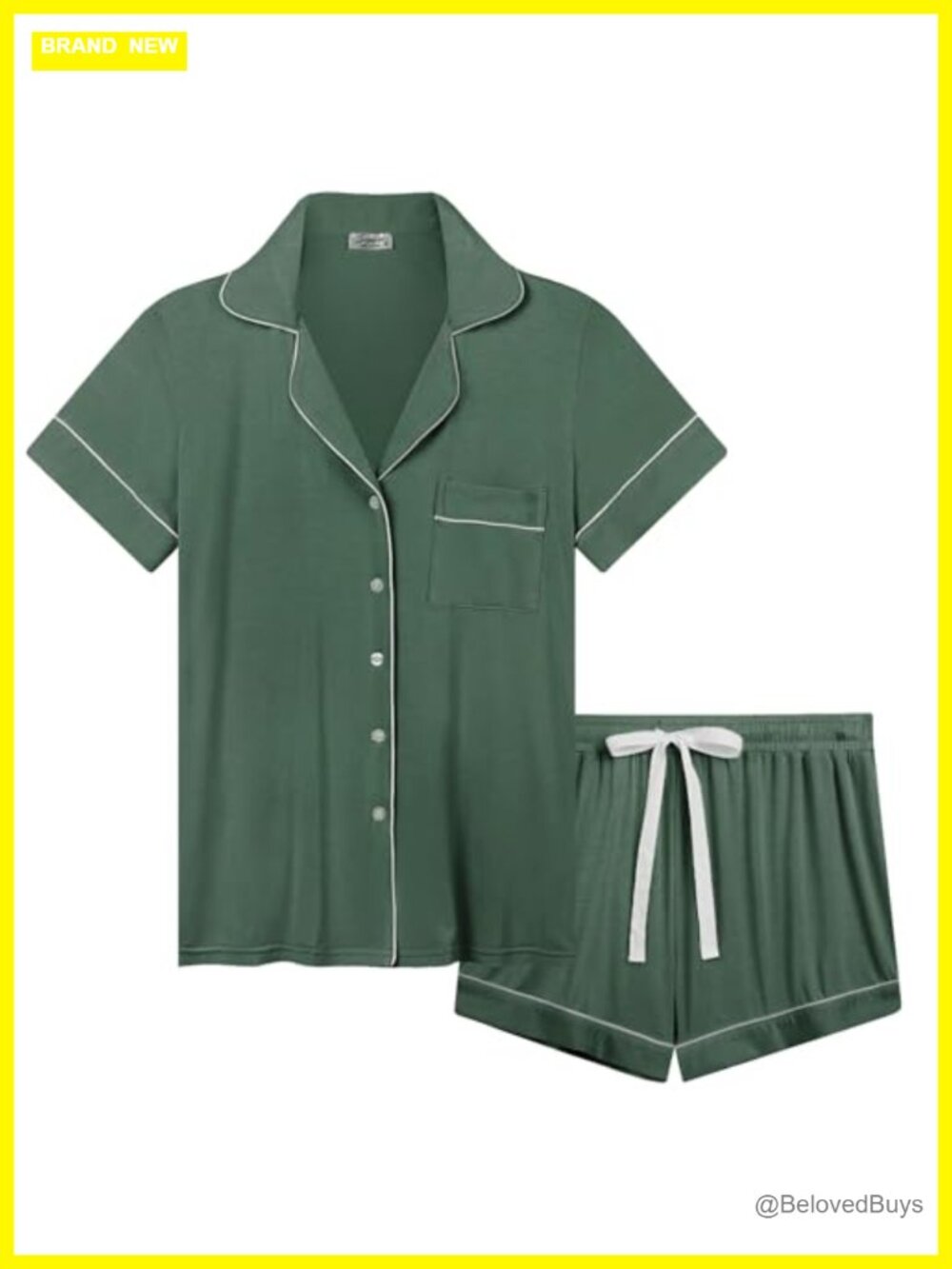 Bamboo Viscose Pajama Shorts Set Button Front Sleepwear